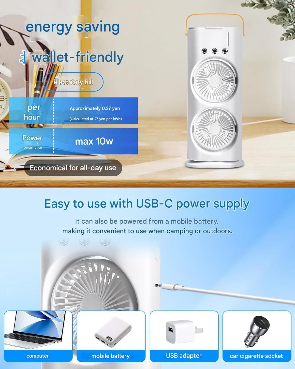 4000mAh Double Ended Spray Fan, Cold Air Fan